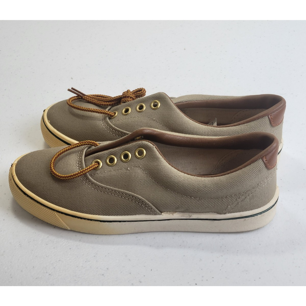 NWT Vtg Anchor‎ Bay Sneaker Tan Canvas Lace Up Low Top Shoes Women's Sz 6